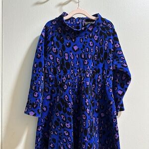 Mini Rodini Royal Blue, Purple & Black Leopard print dress size 5T